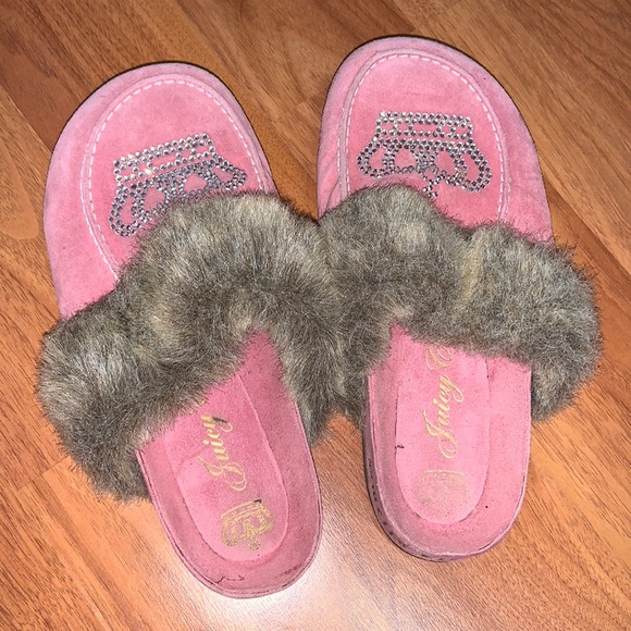 NWOT Original Juicy Couture House Slippers with Fur Trim - Picture 1 of 8